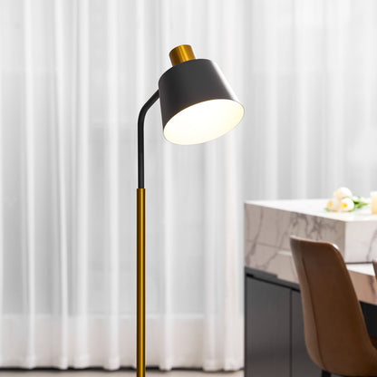 Emmental Modern Floor Lamp, Gold Finish, Adjustable Shade, Living Room & Office