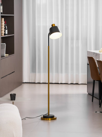Emmental Modern Floor Lamp, Gold Finish, Adjustable Shade, Living Room & Office