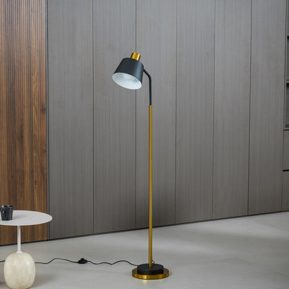 Emmental Modern Floor Lamp, Gold Finish, Adjustable Shade, Living Room & Office