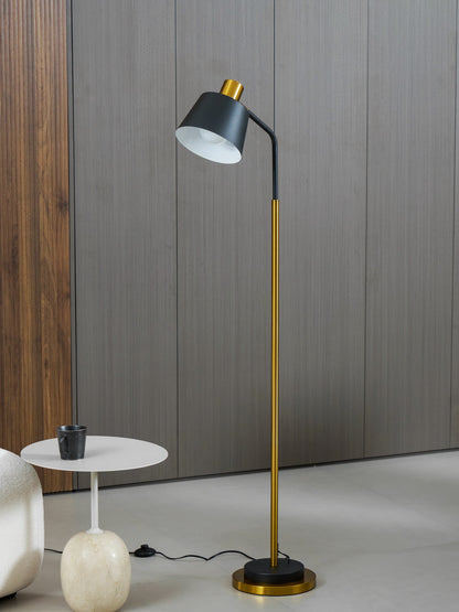Emmental Modern Floor Lamp, Gold Finish, Adjustable Shade, Living Room & Office