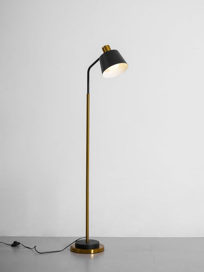 Emmental Modern Floor Lamp, Gold Finish, Adjustable Shade, Living Room & Office