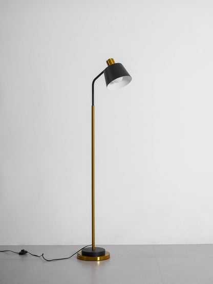 Emmental Modern Floor Lamp, Gold Finish, Adjustable Shade, Living Room & Office