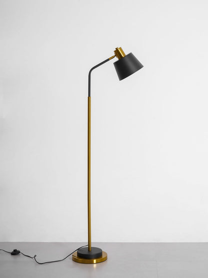 Emmental Modern Floor Lamp, Gold Finish, Adjustable Shade, Living Room & Office
