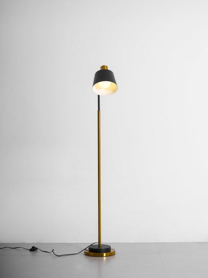 Emmental Modern Floor Lamp, Gold Finish, Adjustable Shade, Living Room & Office