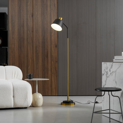 Emmental Modern Floor Lamp, Gold Finish, Adjustable Shade, Living Room & Office