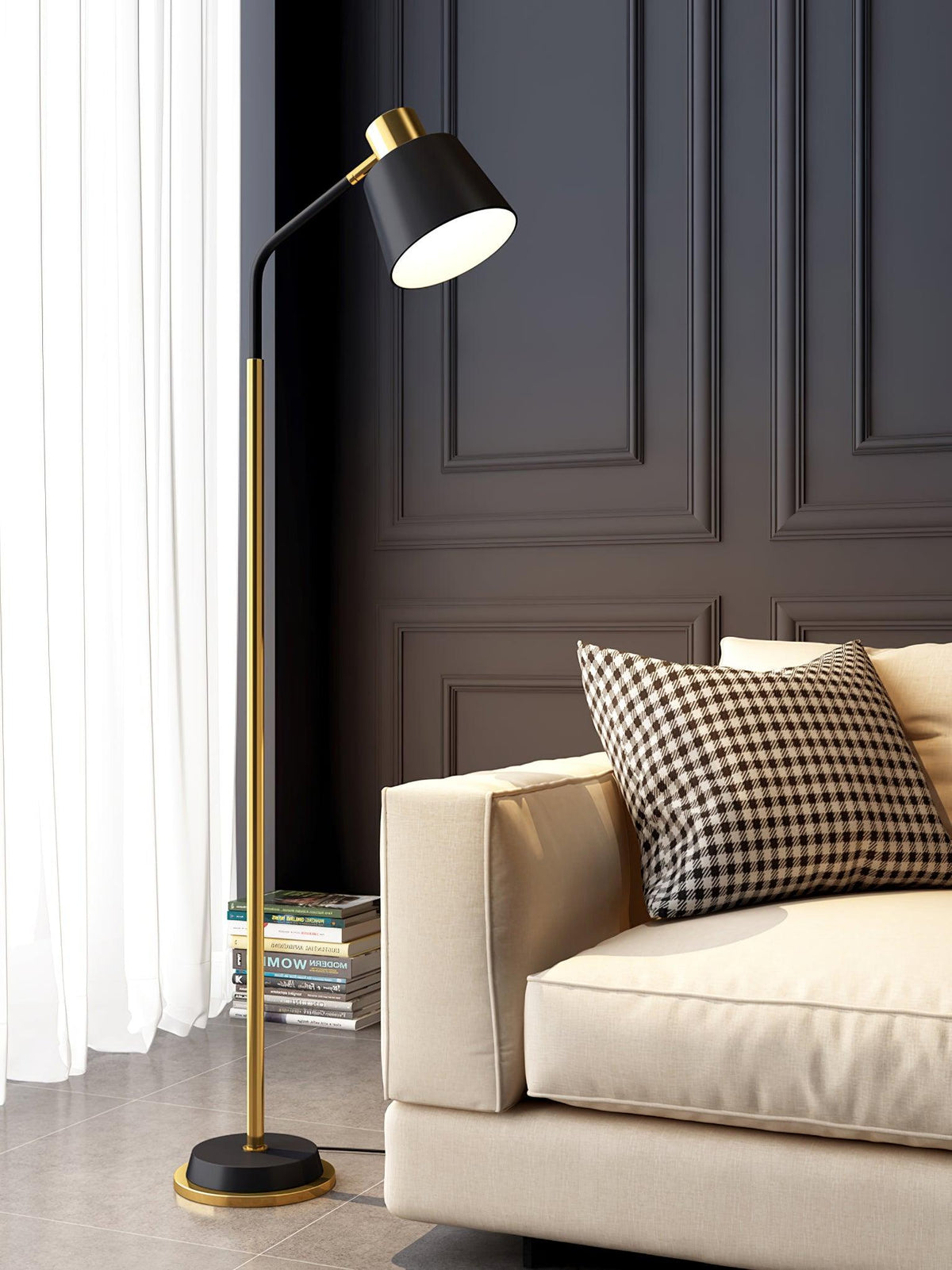Emmental gold floor lamp full view on white background