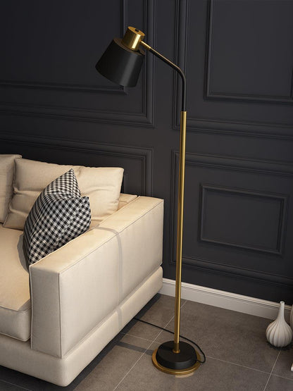 Emmental Modern Floor Lamp, Gold Finish, Adjustable Shade, Living Room & Office