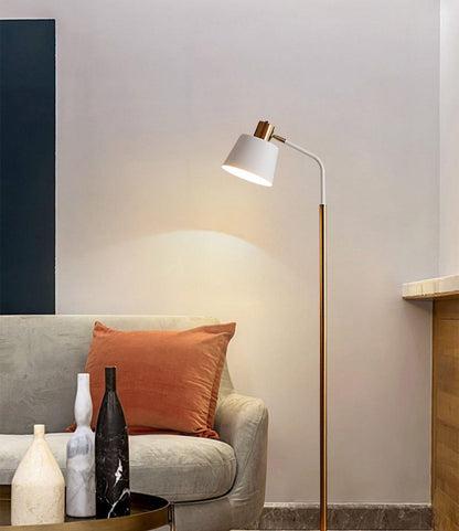 Emmental Modern Floor Lamp, Gold Finish, Adjustable Shade, Living Room & Office
