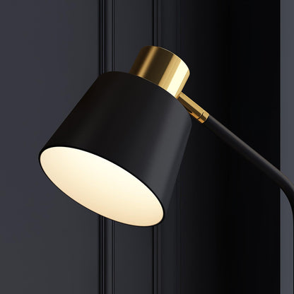 Emmental Modern Floor Lamp, Gold Finish, Adjustable Shade, Living Room & Office