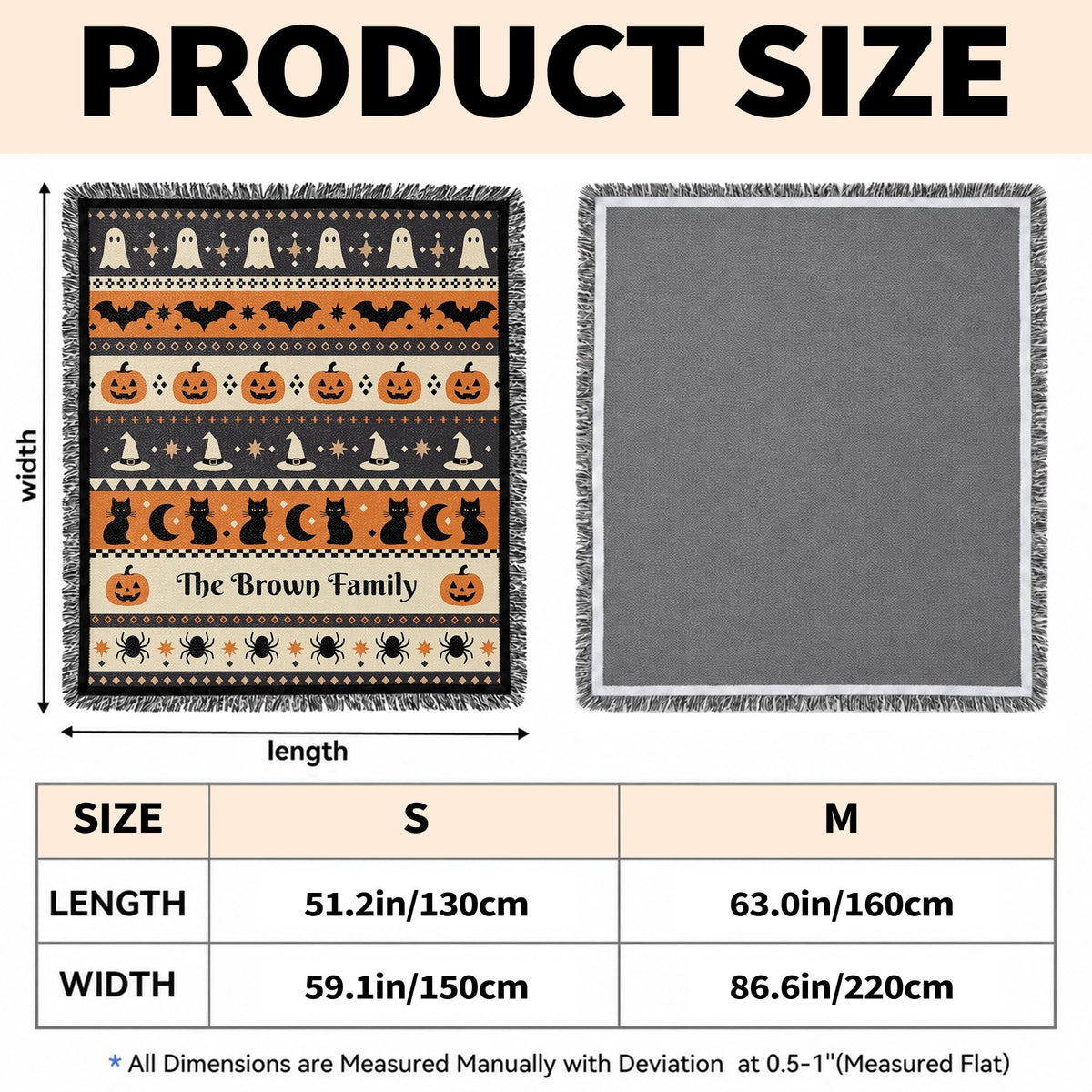 Personalized woven Halloween blanket in the 50 x 60 inch size