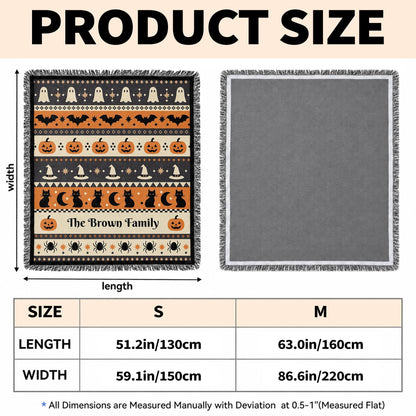 Personalized woven Halloween blanket in the 50 x 60 inch size