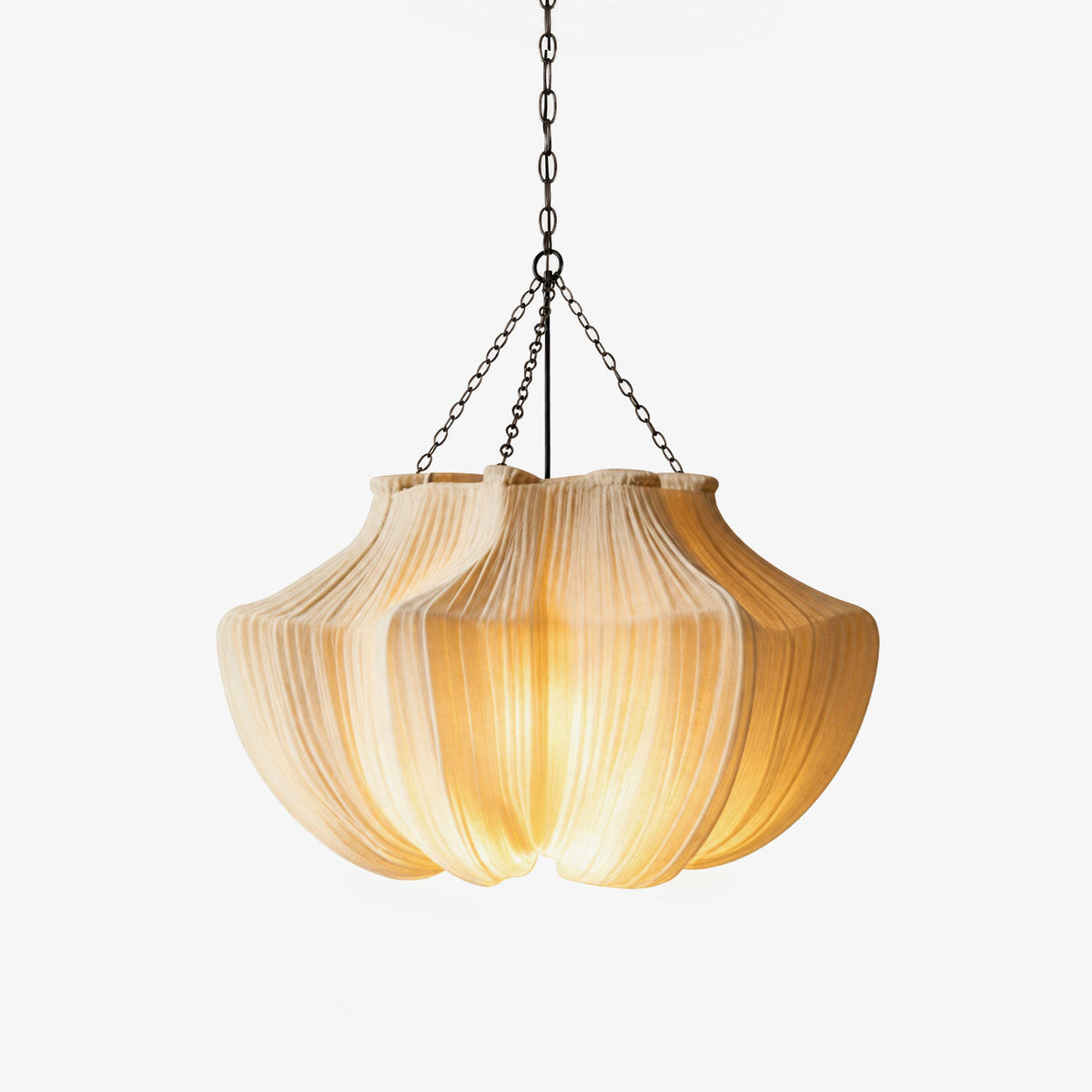 Aiko Pendant Lighting, Pleated Fabric Pendant Light, 3000K LED Bulb, Japandi Living Room