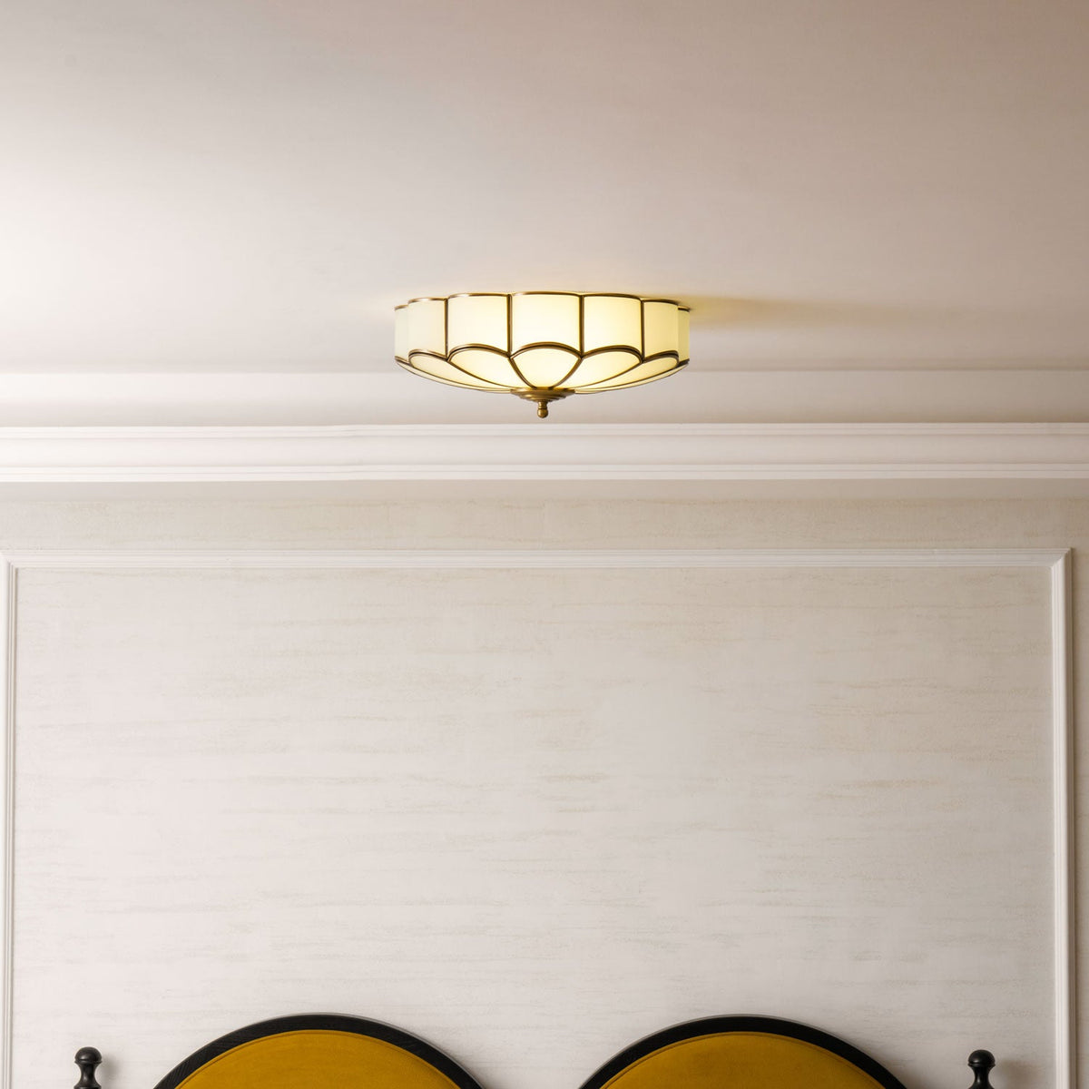 Calla Flower Ceiling Light, Frosted Glass Semi-Flush Mount, Brass Frame, 3, 4 or 6 Heads