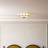 Calla Flower Ceiling Light, Frosted Glass Semi-Flush Mount, Brass Frame, 3, 4 or 6 Heads