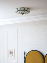 Calla Flower Ceiling Light, Frosted Glass Semi-Flush Mount, Brass Frame, 3, 4 or 6 Heads
