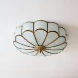 Calla Flower Ceiling Light, Frosted Glass Semi-Flush Mount, Brass Frame, 3, 4 or 6 Heads