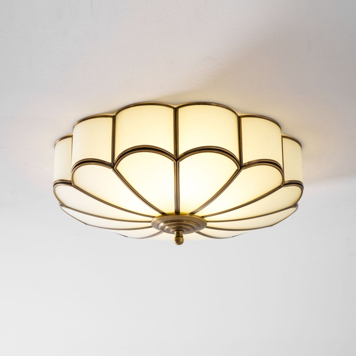 Calla Flower Ceiling Light, Frosted Glass Semi-Flush Mount, Brass Frame, 3, 4 or 6 Heads