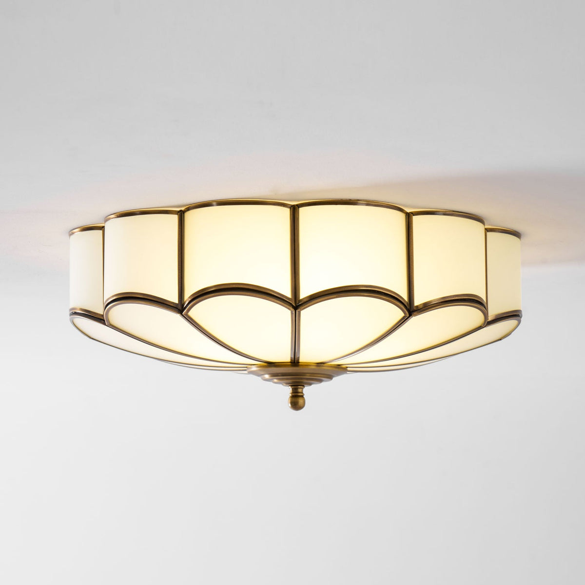 Calla Flower Ceiling Light, Frosted Glass Semi-Flush Mount, Brass Frame, 3, 4 or 6 Heads