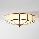 Calla Flower Ceiling Light, Frosted Glass Semi-Flush Mount, Brass Frame, 3, 4 or 6 Heads
