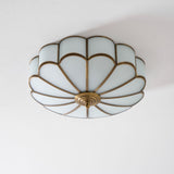 Calla Flower Ceiling Light, Frosted Glass Semi-Flush Mount, Brass Frame, 3, 4 or 6 Heads