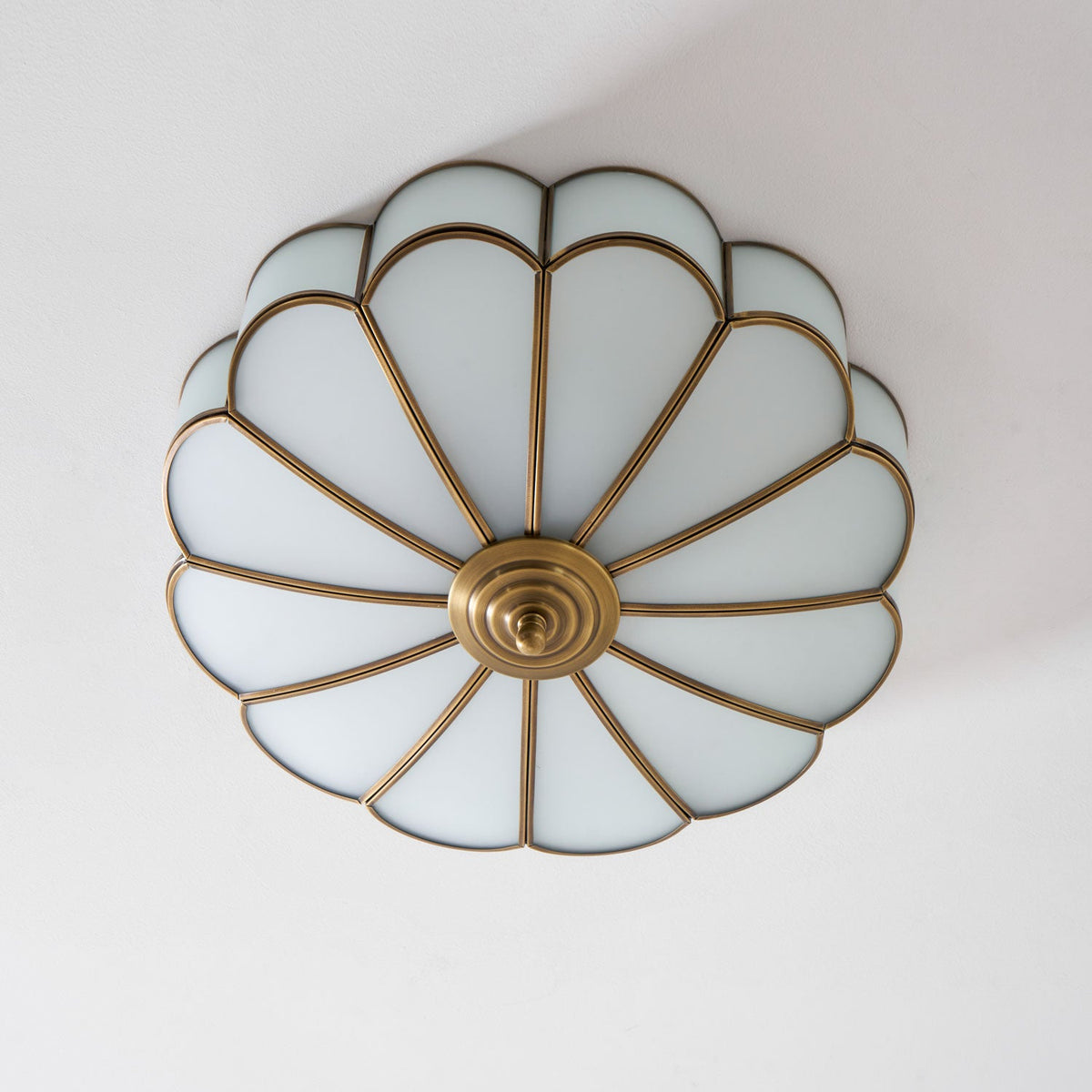 Calla Flower Ceiling Light, Frosted Glass Semi-Flush Mount, Brass Frame, 3, 4 or 6 Heads