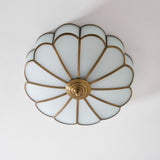Calla Flower Ceiling Light, Frosted Glass Semi-Flush Mount, Brass Frame, 3, 4 or 6 Heads