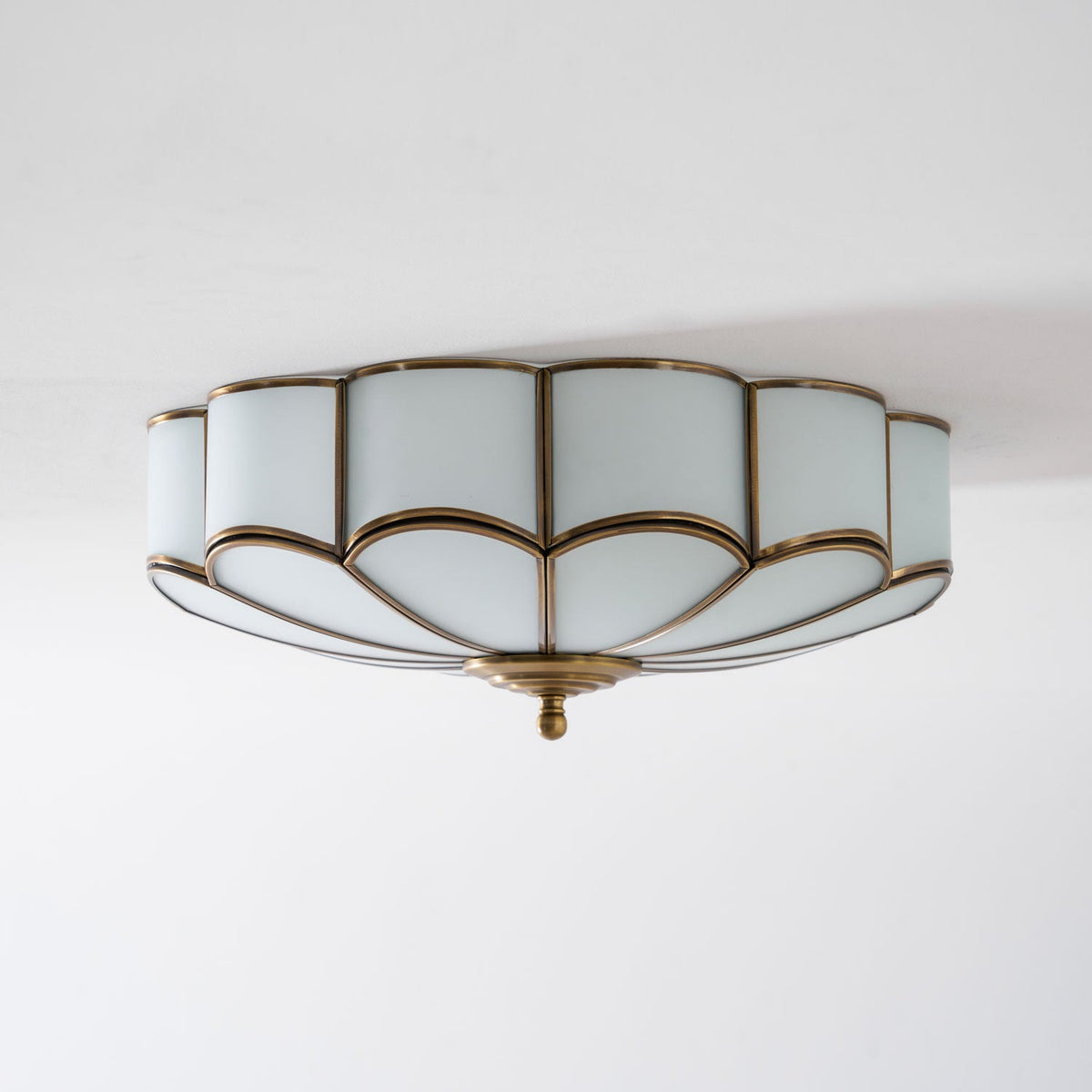 Calla Flower Ceiling Light, Frosted Glass Semi-Flush Mount, Brass Frame, 3, 4 or 6 Heads