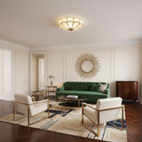 Calla Flower Ceiling Light, Frosted Glass Semi-Flush Mount, Brass Frame, 3, 4 or 6 Heads
