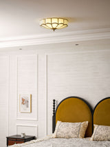 Calla Flower Ceiling Light, Frosted Glass Semi-Flush Mount, Brass Frame, 3, 4 or 6 Heads