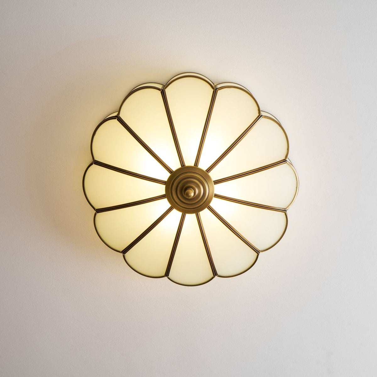 Calla Flower Ceiling Light, Frosted Glass Semi-Flush Mount, Brass Frame, 3, 4 or 6 Heads