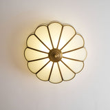 Calla Flower Ceiling Light, Frosted Glass Semi-Flush Mount, Brass Frame, 3, 4 or 6 Heads