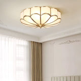 Calla Flower Ceiling Light, Frosted Glass Semi-Flush Mount, Brass Frame, 3, 4 or 6 Heads