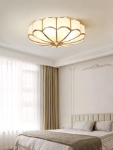 Calla Flower Ceiling Light, Frosted Glass Semi-Flush Mount, Brass Frame, 3, 4 or 6 Heads