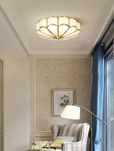 Calla Flower Ceiling Light, Frosted Glass Semi-Flush Mount, Brass Frame, 3, 4 or 6 Heads