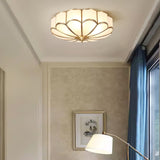 Calla Flower Ceiling Light, Frosted Glass Semi-Flush Mount, Brass Frame, 3, 4 or 6 Heads