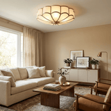 Calla Flower Ceiling Light, Frosted Glass Semi-Flush Mount, Brass Frame, 3, 4 or 6 Heads