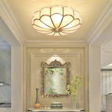Calla Flower Ceiling Light, Frosted Glass Semi-Flush Mount, Brass Frame, 3, 4 or 6 Heads
