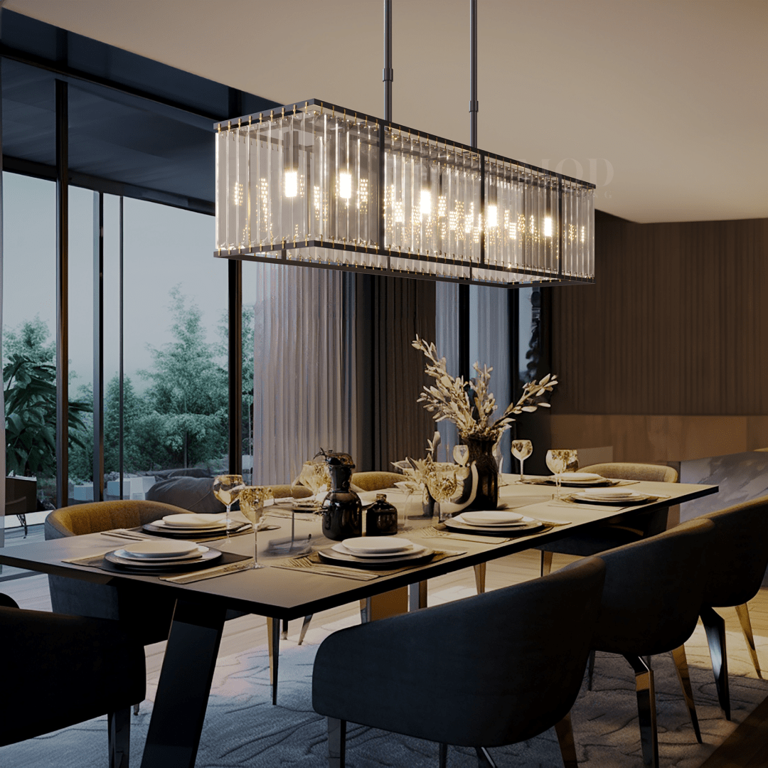 Celestine linear chandelier in Black Ash finish, Large size