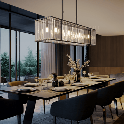 Celestine linear chandelier in Black Ash finish, Large size