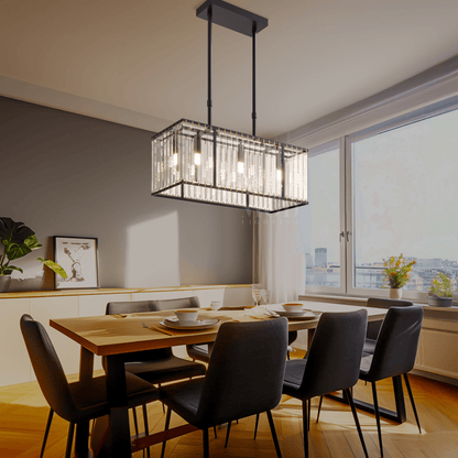 Celestine linear chandelier in Black Ash finish, Medium size