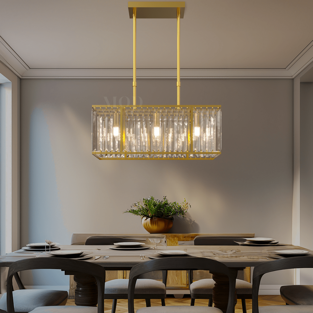Celestine linear chandelier in Metallic Gold finish, Medium size