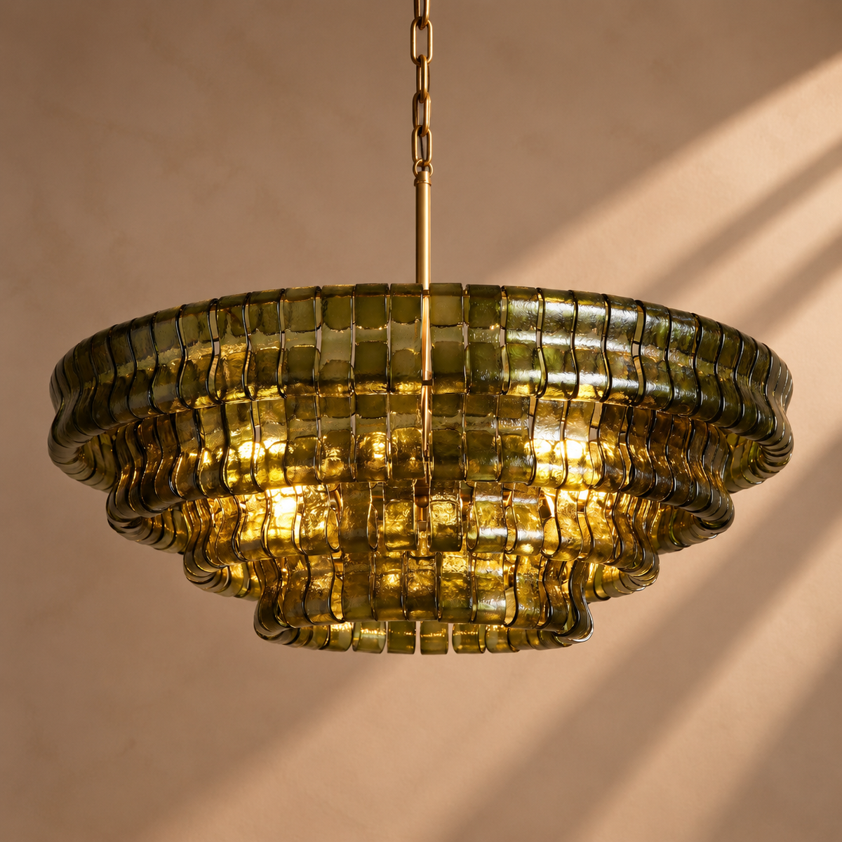 Lido Chandeliers, Round Glass Chandelier for Dining Room, Brass or Matte Black, 24-60 Inch