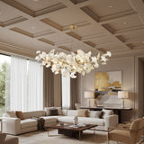 Kaori Leaf Chandelier, Ginkgo Leaf Design, 7 Sizes, Gold, Nickel, Black or White Finish