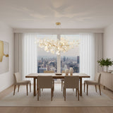 Kaori Leaf Chandelier, Ginkgo Leaf Design, 7 Sizes, Gold, Nickel, Black or White Finish