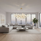 Kaori Leaf Chandelier, Ginkgo Leaf Design, 7 Sizes, Gold, Nickel, Black or White Finish