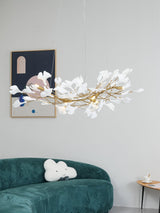 Kaori Leaf Chandelier, Ginkgo Leaf Design, 7 Sizes, Gold, Nickel, Black or White Finish