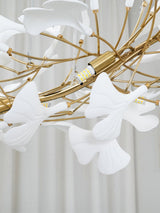 Kaori Leaf Chandelier, Ginkgo Leaf Design, 7 Sizes, Gold, Nickel, Black or White Finish