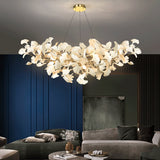 Kaori Leaf Chandelier, Ginkgo Leaf Design, 7 Sizes, Gold, Nickel, Black or White Finish