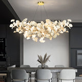 Kaori Leaf Chandelier, Ginkgo Leaf Design, 7 Sizes, Gold, Nickel, Black or White Finish