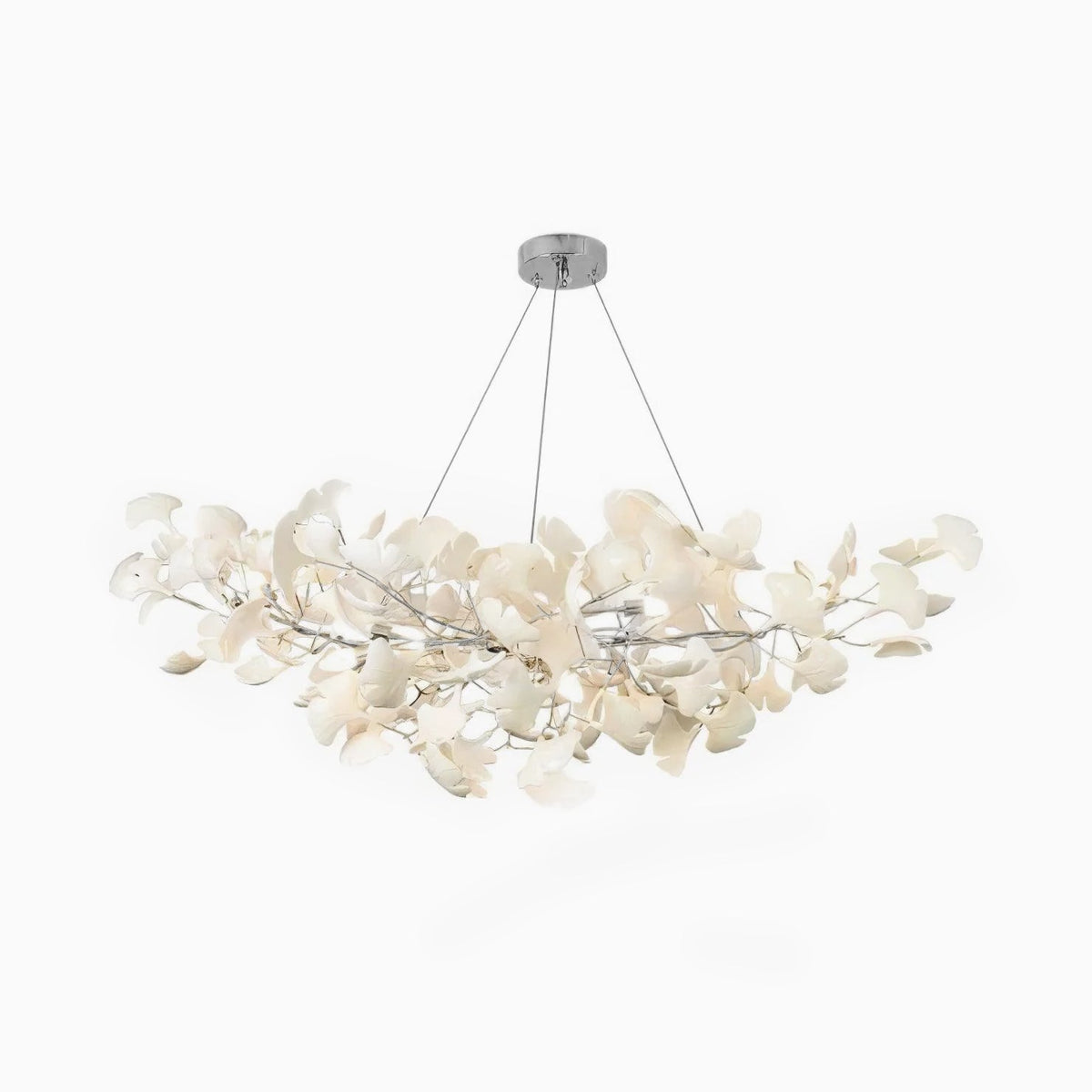 Kaori Leaf Chandelier, Ginkgo Leaf Design, 7 Sizes, Gold, Nickel, Black or White Finish